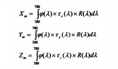 光電積分法顏色三刺激值計(jì)算公式